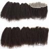 Afro Kinky Curly 3 Bundles + 13x4 Lace Closure Free Part Brazilian Human Hair 4C Curl Pattern Natural Black Color (16 16 16 Frontal 14) view 2