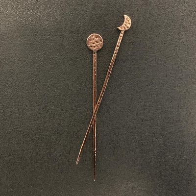 2pcs/lot Moon Phase Hair Stick Full/Lunar Moon Hairpin Jewelry Scarf Gothic Pagan Accessories Gift (Color : Copper