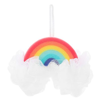 Healvian Loofah Sponge Portable Baby Sponge Rainbow Shaped Bath Scrubber Household Body Scrubber Body Scrubber Balls Shower Mesh for Kids Adults Exfoliating Bath Sponge