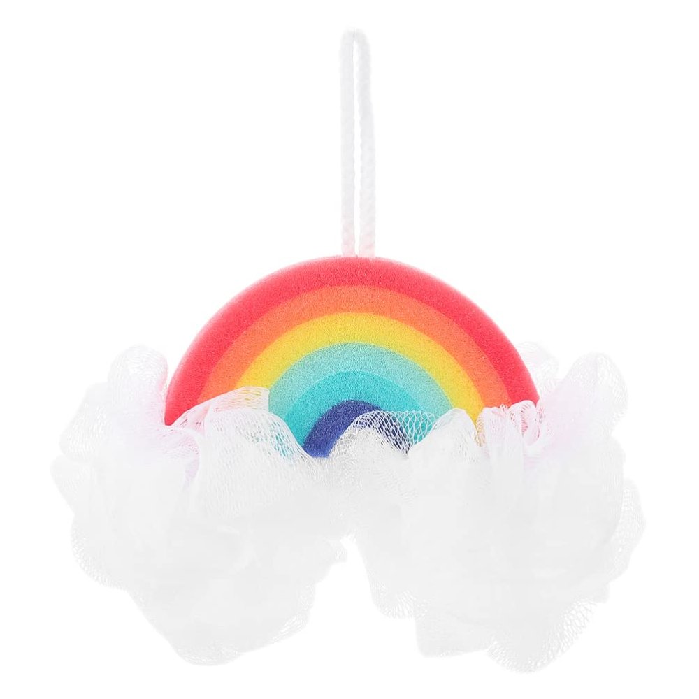 Healvian Loofah Sponge Portable Baby Sponge Rainbow Shaped Bath Scrubber Household Body Scrubber Body Scrubber Balls Shower Mesh for Kids Adults Exfoliating Bath Sponge
