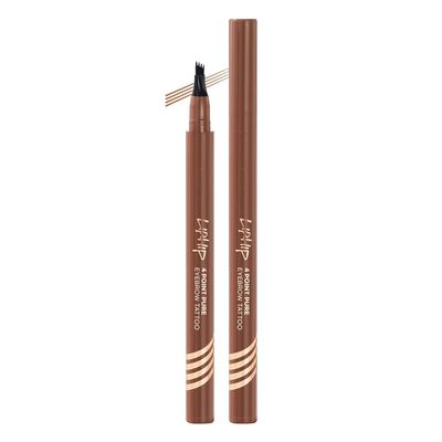 LIPHIP 4 Point Pure Eyebrow Tattoo Pen Water Proof Eyebrow Pen, 4 tips Fine Eyebrow make up (Light Brown)