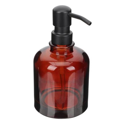 Zerodeko Amber Glass Soap Dispenser Pump Soap Bottle for Bathroom Kitchen Shampoo Wash