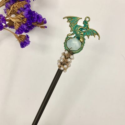 Aurorad Handmade Crafts Vintage Moon Stars Crystal Hairpin Branch White Quartz Hair Stick Special Bridal Wedding Gift (Metal Color : Blue White Zinc Plated)