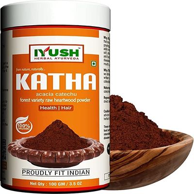 AZAZ Herbal Ayurveda Organic Katha Powder for Hair Colour | Katha Powder for Hair Brown | Katha Powder for Hair Growth | Katha for Pan | Acacia Catechu Powder for Paan | 100gm