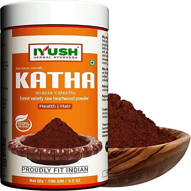 AZAZ Herbal Ayurveda Organic Katha Powder for Hair Colour | Katha Powder for Hair Brown | Katha Powder for Hair Growth | Katha for Pan | Acacia Catechu Powder for Paan | 100gm