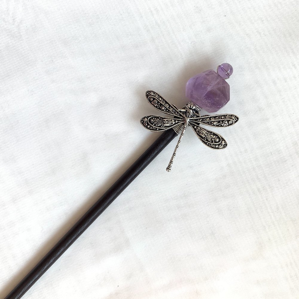 Aurorad Handmade Crystal Natural Amethyst Hairpin Wood Hairpin Bridal Hair Comb Crystal Hair Ornament Wedding Gift (Color : FZ-05)