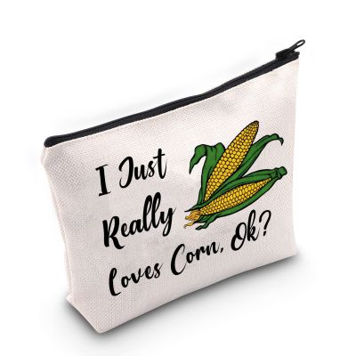 G2TUP Corn Lover Gift I Just Really Loves Corn Makeup Bag Farmer Farming Cosmetic Bag Maize Corn Food Lover Gift Zipper Travel Pouch (I Just Really Loves Corn)