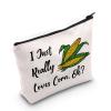 G2TUP Corn Lover Gift I Just Really Loves Corn Makeup Bag Farmer Farming Cosmetic Bag Maize Corn Food Lover Gift Zipper Travel Pouch (I Just Really Loves Corn) view 1