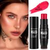 Dark Red Cream Blush Stick, DE'LANCI Red Blush for Black Women Girls, Lightweight Natural Glow Blendable Blusher Stick for cheeks, Long Lasting Waterproof Cream Blusher+ Brush for Face, Lip, Eyes #2 view 2
