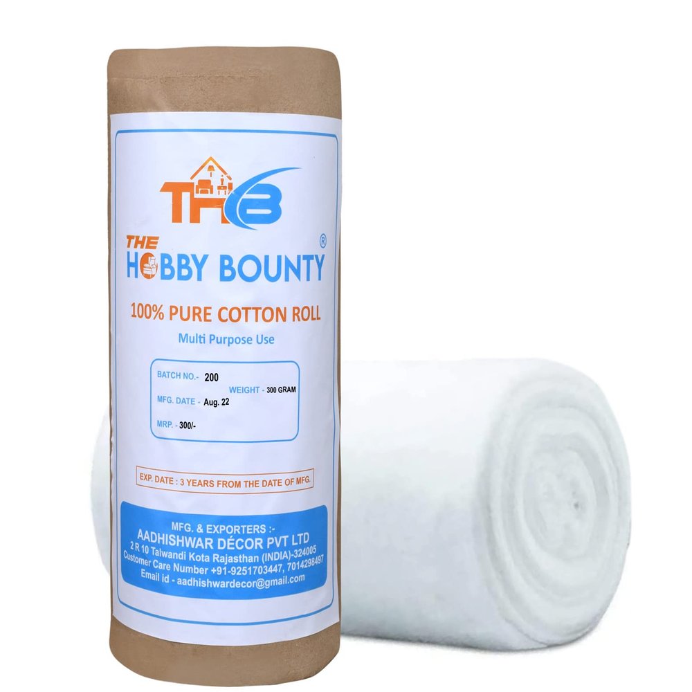 The Hobby Bounty Pure Cotton Roll 100% High Absorbent Soft Rolled Cotton Ball Multipurpose Cotton Use for Makeup Remover Salon Beauty Baby Care Pure Cotton Wool Rolls (300 Gram)
