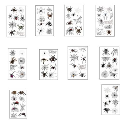 Halloween Skin Temporary Tattoos Sticker,Spiders Cosplay Makeup Tattoos,Spider Cobweb Tattoos Stickers Costume Party