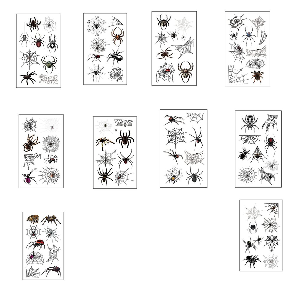 Halloween Skin Temporary Tattoos Sticker,Spiders Cosplay Makeup Tattoos,Spider Cobweb Tattoos Stickers Costume Party