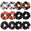 12PCS Halloween Hair Scrunchies Soft Fall Pumpkin Skull Ghosts Bat Spider Web Hair Ties Scrunchy Elastics Hair Bands Gifts Ponytail Holder Accessories for Women Girls (12PCS-Halloween) view 1
