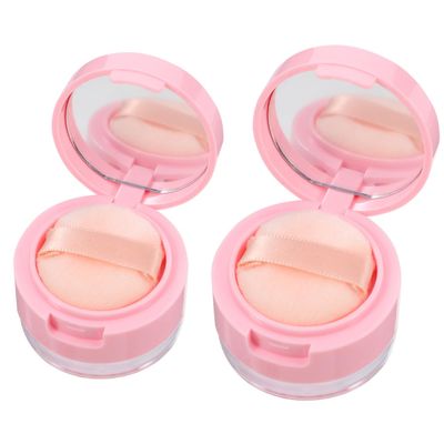 FOMIYES Small Clamshell Cosmetic Case with Mirror Travel Loose Powder Box Compact Portable Makeup Powder Container for Daily Use