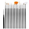 15 Pcs Nail Brushes Pen Premium Painting Tools, Gradient Painting Brush,Nail Extension Gel Brush, Builder Gel Brush, Nail Art Liner Brush and Nail Dotting Pen for Salon DIY Manicure, Present.,15pcs bl view 1