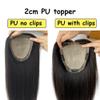 24Inch Silk Skin Base Toupee For Women 15x16cm European Virgin Human Hair Extension Clips In Hair Topper With 2 CM PU Around (20inch, 2 Dark Brown) view 3