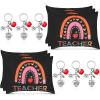 12 Pcs Teacher Appreciation Gift Bulk 6 Makeup Bags Cosmetic Pouch and 6 Keychains Valentines Graduation Gifts for Teacher Women(Rainbow Style) view 1