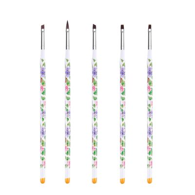 15 Pcs Nail Brushes Pen Premium Painting Tools, Gradient Painting Brush,Nail Extension Gel Brush, Builder Gel Brush, Nail Art Liner Brush and Nail Dotting Pen for Salon DIY Manicure, Present.,5pcs flo