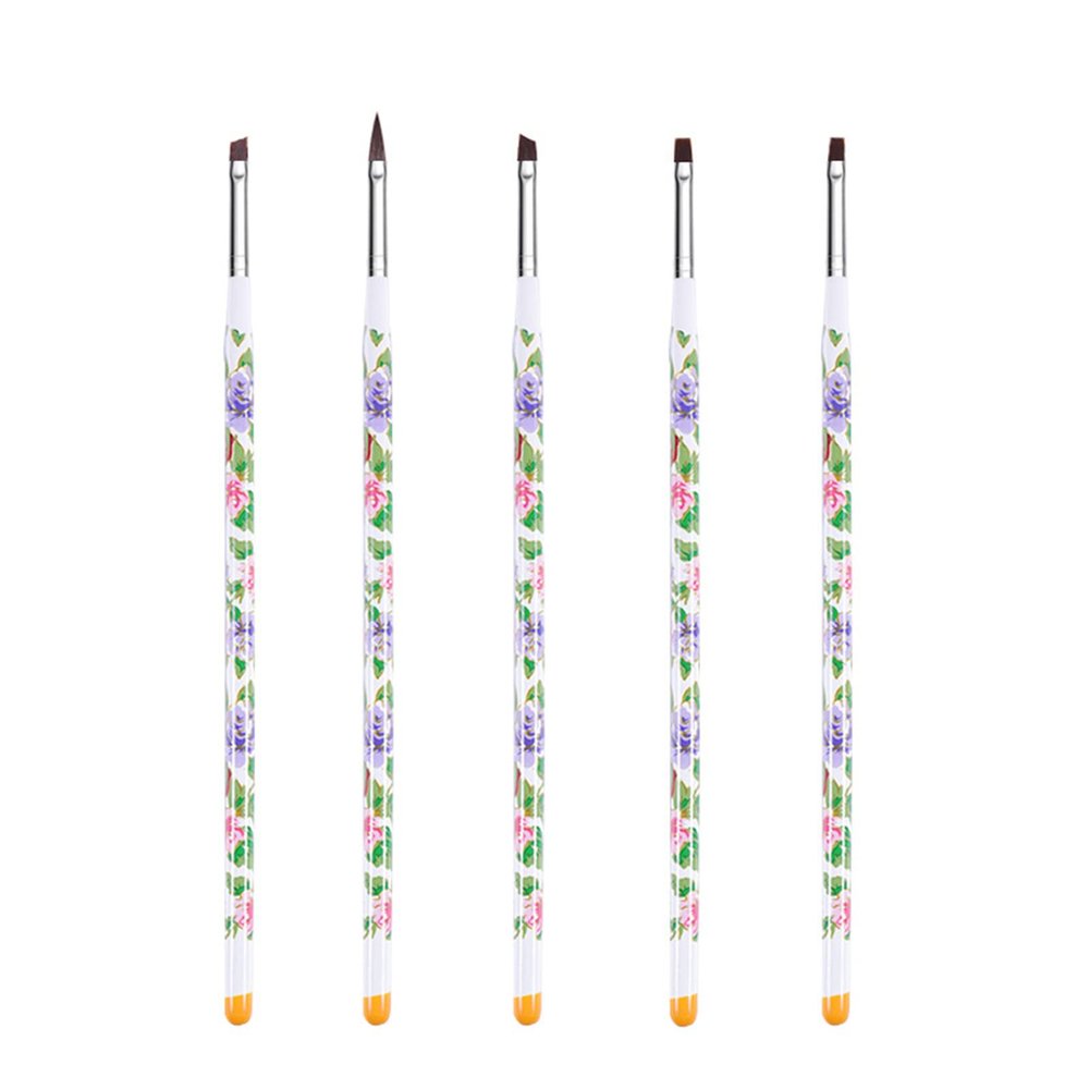 15 Pcs Nail Brushes Pen Premium Painting Tools, Gradient Painting Brush,Nail Extension Gel Brush, Builder Gel Brush, Nail Art Liner Brush and Nail Dotting Pen for Salon DIY Manicure, Present.,5pcs flo