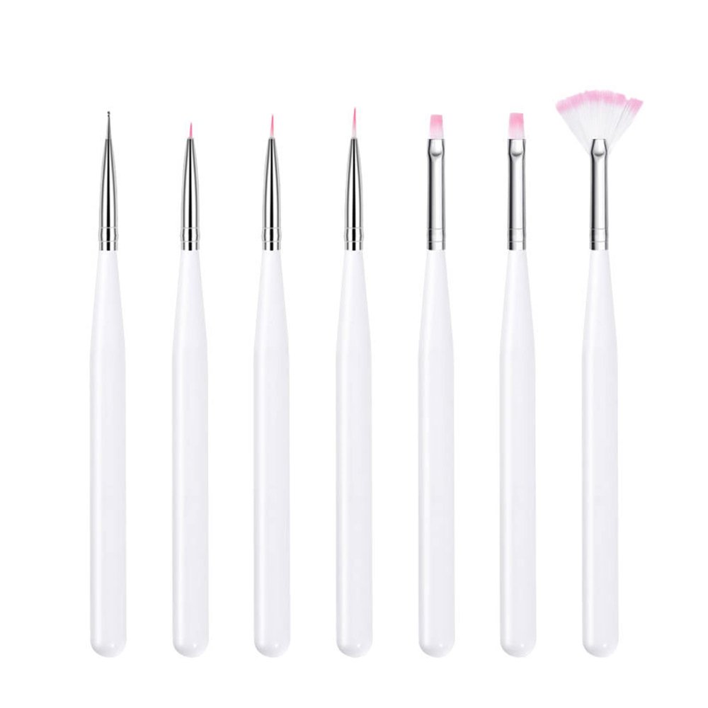 15 Pcs Nail Brushes Pen Premium Painting Tools, Gradient Painting Brush,Nail Extension Gel Brush, Builder Gel Brush, Nail Art Liner Brush and Nail Dotting Pen for Salon DIY Manicure, Present.,7pcs whi