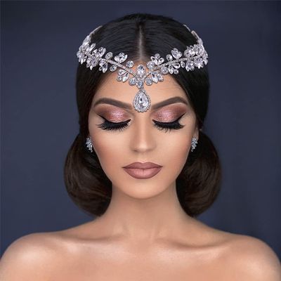 azaleas Bridal Crystal Rhinestone Headband for Women, Hair Comb with Headdress Chain and Head Jewelry Hair Pieces