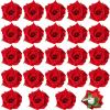 Batiyeer 24 Pcs Flower Hair Clips Rose Brooch Floral Hairpins 2.8" Flowers Hair Clips Headpieces Accessories for Flamenco Dancer Women Bridal Bridesmaid Wedding Halloween Christmas Party(Red) view 1