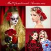 Batiyeer 24 Pcs Flower Hair Clips Rose Brooch Floral Hairpins 2.8" Flowers Hair Clips Headpieces Accessories for Flamenco Dancer Women Bridal Bridesmaid Wedding Halloween Christmas Party(Red) view 3