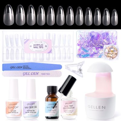 Gellen Gel Nail Extension Kit, 240PCS Almond Tips With UV/LED Lamp