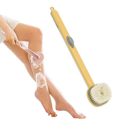 BTSEURY Long Handle Liquid Bath Brush Detachable Back Body Bath Scrubber Exfoliating Soap Dispensing Bath Brush