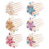 inSowni 6 Pack Luxury Glitter Sparkly Jeweled Gems Rhinestones Decorative Gold Metal Hair Side Combs Slides with Teeth Hair Bun Clips Updo Accessories Crystal Flower Hair Pin Barrettes for Women Girls view 1