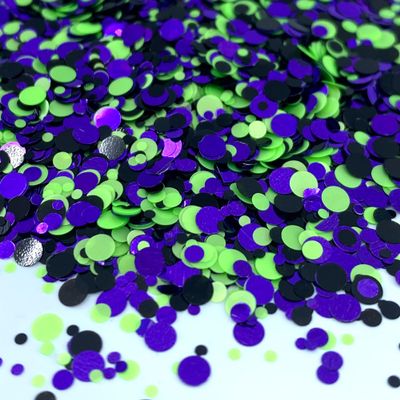 Frankenstein Halloween dot Shape Glitter Purple Black Green dot Glitter for tumblers Polyester Nail Art Confetti (4oz)