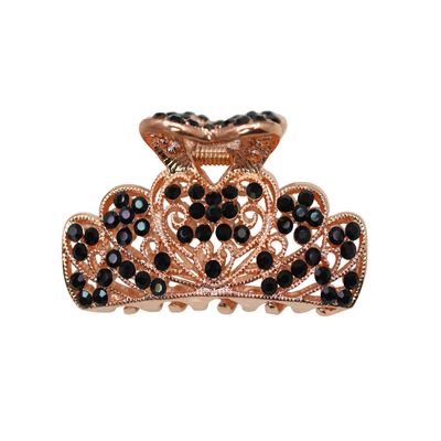 Faship Gorgeous Black Rhinestone Crystal Floral Hair Claw Clips