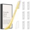 ennva Eyebrow Razor for Women - Eyebrow Trimmer Dermaplaning Tool- Ergonomic Eyebrow Shaper and Facial Razor for Peach Fuzz-Exfoliating Face Razor for Eyebrows-Eye Brow Shaver Razors w/ 7 Blades- Gold view 1