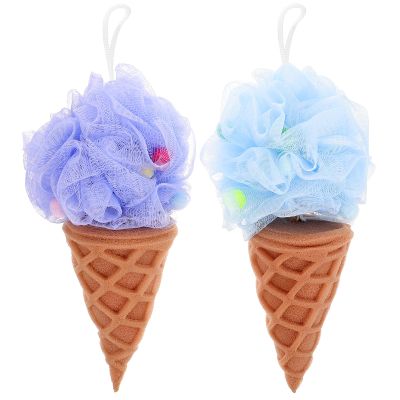 Healvian 2pcs Kids Bath Shower Sponge, Cream Bath Sponge,Body Scrubber Exfoliating Loofah for Spa and Shower,Cute Cone e for Kids,Exfoliator-ing Accessories