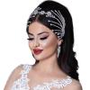 azaleas Bridal Rhinestone Headpiece, Flower Rhinestone Chain Hair Accessories, Handmade Silver Headpiece, Wedding Prom Birthday Party Hair Accessories HP476-S view 1