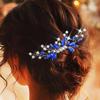 Unicra Bride Silver Wedding Hair Comb Sparkly Crystal Bridal Hair Piece Rhinestone Hair Accessorie for Women and Girls (Blue) view 3