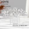 Foyte Crystal Bride Wedding Hair Comb Silver Flower Bridal Headpieces Leaf Hair Pieces Rhinestone Bridesmaid Side Combs Hair Accessories for Women (crystal silver) view 3
