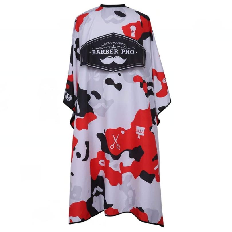 Barber Cape for Adults, Hair Cutting Cape with Snaps Closure, Waterproof Hairdressing Stylist Cape Gown Professional Salon Polyester Cape - 57'' x 64'' (Black & Red Camouflage)