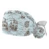 2 Pcs Nurse Scrub Caps Women Long Hair, Nautical Map Adjustable Working Cap with Button and Sweatband Multicoloured view 1