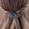 Aneneiceera Blue Crystal Wedding Hair Clip Barrette Molan Rhinestone Black Hair Barrette Clips Bling Bridal Headpieces Head Clip Headwear Crystal Bride Hair Accessories for Women and Girls (Lotus) view 2