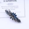 Aneneiceera Blue Crystal Wedding Hair Clip Barrette Molan Rhinestone Black Hair Barrette Clips Bling Bridal Headpieces Head Clip Headwear Crystal Bride Hair Accessories for Women and Girls (Lotus) view 3