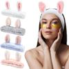 AHONEY Bunny Ears Headband, 4Pcs Skin Care Headbadns Fuzzy Headband for Washing Face Kawaii Makeup Cute Headbands Coral Fleece Elastic Hair Band Easter Bunnies Cosmetic view 1