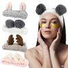 AHONEY Animals Ears Headbands, Cute Makeup Spa Fuzzy Skincare Headband for Washing Face Headband for Women Girls Coral Fleece Elastic Hair Band Cosplay Makeup Party, 4Pcs view 1
