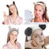 AHONEY Animals Ears Headbands, Cute Makeup Spa Fuzzy Skincare Headband for Washing Face Headband for Women Girls Coral Fleece Elastic Hair Band Cosplay Makeup Party, 4Pcs view 3