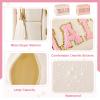 Patelai 2 Pcs Preppy Makeup Bags Chenille Letter Patch Bag Face Skin Hair Stuff Aesthetic Cosmetic Bag Travel Zipper Pouch Makeup Organizer Graduation Gift for Girls (White, Pink,Hair, Skin) view 3