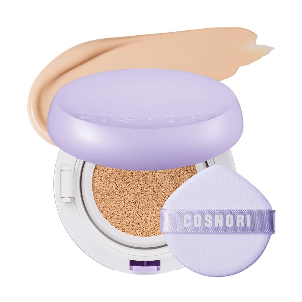 COSNORI Panthenol Barrier Cushion Foundation -Lightweight Formula to Cover Pores & Blemishes Moisture Dewy Glowing Finish Long Wearing Formula, 0.41 fl.oz. (02 Beige)