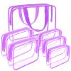 APREUTY Clear Makeup Bags, TSA Approved 6 Pcs Cosmetic Makeup Bags Set Clear PVC with Zipper Handle Portable Travel Luggage Pouch Airport Airline Vacation Organization (Purple) view 1