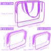 APREUTY Clear Makeup Bags, TSA Approved 6 Pcs Cosmetic Makeup Bags Set Clear PVC with Zipper Handle Portable Travel Luggage Pouch Airport Airline Vacation Organization (Purple) view 2