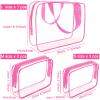 APREUTY Clear Makeup Bags, TSA Approved 6 Pcs Cosmetic Makeup Bags Set Clear PVC with Zipper Handle Portable Travel Luggage Pouch Airport Airline Vacation Organization (Rose Red) view 3