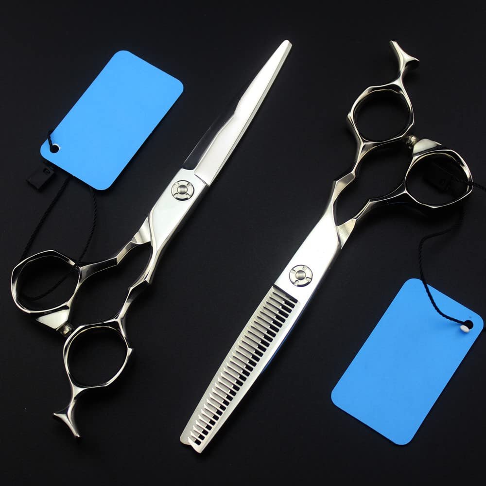 Professional Hair Cutting Shears, 6inch Professional JP 440c steel Upscale scissor Bearing screw hair scissors cutting barber thinning shears hairdresser scissors (Color : Set)